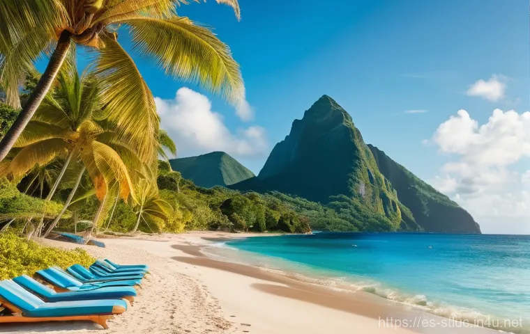 세인트루시아 가는 방법 - **Prompt:** "A bustling and authentic local market scene in St. Lucia, filled with friendly local ve...