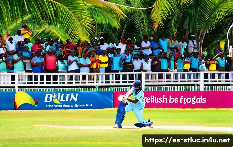 세인트루시아의 독특한 스포츠 문화 - A vibrant scene of a lively cricket match at the Daren Sammy Cricket Ground in Gros Islet, Saint Luc...